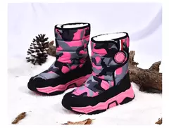 Inverno quente pele tornozelo botas crianças preto peludo sapatos meninas antid - Show Drop