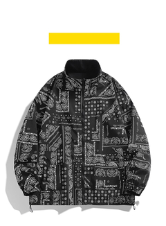 Jaqueta bomber reversível masculina, jaqueta de gola alta, roupa dupla face, ca - Show Drop