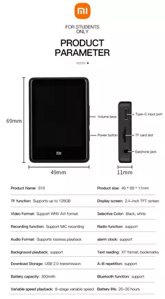 Xiaomi-Leitor MP3 portátil, Bluetooth 5.0, Speaker estéreo música, Mini repro