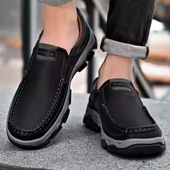 Mocassins casuais de couro genuíno para homens, tênis antiderrapante para cami - comprar online