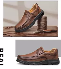 CLOHOO-Mocassins artesanais de couro para homens, sapatos artesanais, sola de bo