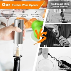 Conjunto abridor de garrafa de vinho elétrico, Saca-rolhas automático, USB rec - loja online