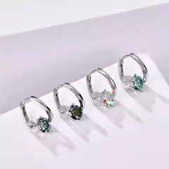 S925 Prata Moissanite Brincos para Mulheres, Pedra Multicolor, Charme Feminino, - Show Drop