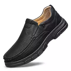 CLOHOO-Mocassins artesanais de couro para homens, sapatos artesanais, sola de bo - loja online