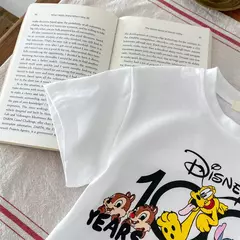 Imagem do Mickey impresso t-shirt para menino e menina, top de manga curta, design bonito