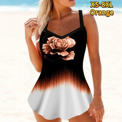 Sexy tankini feminino verão duas peças impressão de flores maiô feminino tie