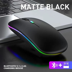 Mouse sem fio bluetooth portátil, carregamento luminoso, 2.4g, usb, tablet, tel na internet