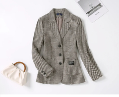 Casaco de lã Houndstooth Houndstooth para senhoras, blazer xadrez feminino, top - comprar online