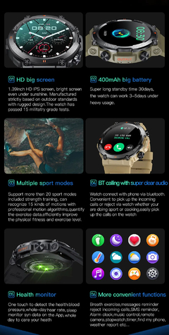 MELANDA-Bluetooth Call Smart Watch para Homens, Rastreador de Fitness Esportivo, na internet