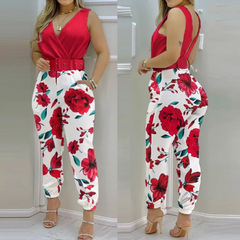 Macacão elegante para mulheres, sexy com decote em v, macacão estampado sem ma - comprar online