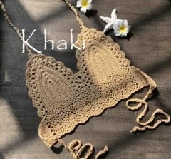 CROCHET BIKINI-Top crochê artesanal para mulheres, moda praia de verão.