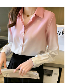 Camisas chiques de gradiente para mulheres, soltas, elegantes, manga comprida, t - comprar online