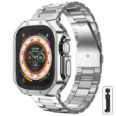 Banda de metal e capa TPU para Apple Watch, pulseira Ultra2, pulseira de aço in na internet