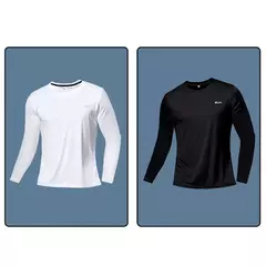 Homens de manga comprida Sport T-shirt Quick Dry Running Shirt Respirável Anti- - loja online