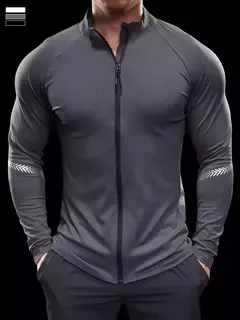 Imagem do Jaqueta esportiva de fitness masculina, calça casual, secagem rápida, manga co