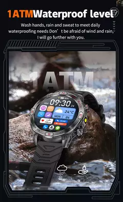 Smartwatch esportivo AMOLED com lanterna para homens, rastreador de fitness à p na internet