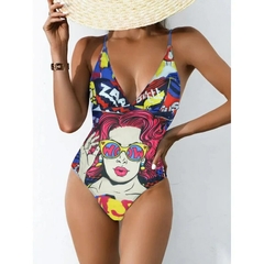 Maiô de uma peça para mulheres, moda praia, roupa de banho com almofada, impre - loja online