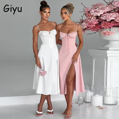 Imagem do Giyu-vestido longo sexy para mulheres, casual com renda, sem encosto, festa band