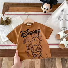 Mickey impresso t-shirt para menino e menina, top de manga curta, design bonito - loja online