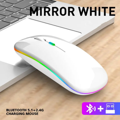 Mouse sem fio bluetooth portátil, carregamento luminoso, 2.4g, usb, tablet, tel - Show Drop