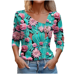 Blusa estampa floral de manga comprida feminina, blusa branca, camisas da moda, na internet