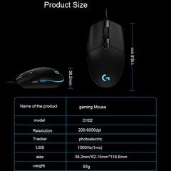 Logitech-mouse óptico para jogos original, 8m, 8000dpi, 16, 8m, led, personaliz - loja online