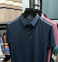 Polo monocromático de manga curta masculino, marca de alta qualidade, moda casu - loja online