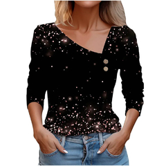 Imagem do Blusa estampa floral de manga comprida feminina, blusa branca, camisas da moda,