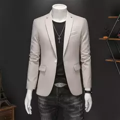 Blazer Casual de Negócios Masculino, Jaqueta Monocromática, Casacos Oversize,