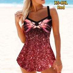 Sexy tankini feminino verão duas peças impressão de flores maiô feminino tie - comprar online