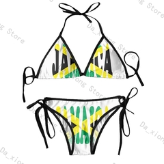 Biquíni tanga brasileira para as mulheres, roupas de praia, sexy, com bandeira,