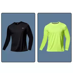 Homens de manga comprida Sport T-shirt Quick Dry Running Shirt Respirável Anti- - Show Drop