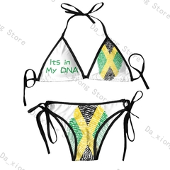 Biquíni tanga brasileira para as mulheres, roupas de praia, sexy, com bandeira,