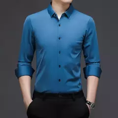 Camisa de manga comprida masculina, moda casual, cor sólida - comprar online