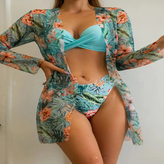 Choichic-sexy conjunto de três peças para as mulheres, maiô estampado floral, - loja online