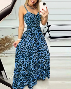 Wepbel-Vestido feminino sem mangas com estampa leopardo, vestido maxi de cintura - comprar online