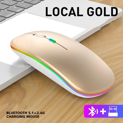 Mouse sem fio bluetooth portátil, carregamento luminoso, 2.4g, usb, tablet, tel na internet