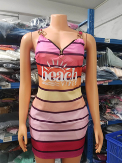 Vestido casual sexy com alça feminina, estampa jeans, decoração de corrente,