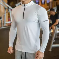 Camiseta esportiva de manga comprida masculina, roupa de ginástica camisa de co - loja online