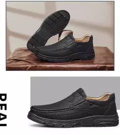 CLOHOO-Mocassins artesanais de couro para homens, sapatos artesanais, sola de bo - loja online