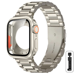 Bracelete de Aço Inoxidável para Apple Watch, Cobertura Completa, Capa, Bracel