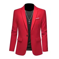 Blazer Casual de Negócios Masculino, Jaqueta Monocromática, Casacos Oversize, - comprar online