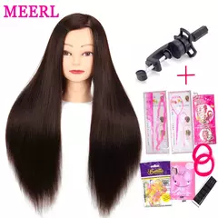 Cabeça fêmea da boneca do treinamento do manequim com cabelo 65cm para o cabel