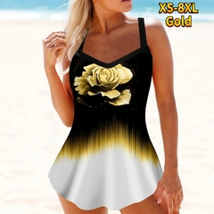 Sexy tankini feminino verão duas peças impressão de flores maiô feminino tie - Show Drop