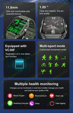 Relógio inteligente militar ao ar livre para homens, chamada bluetooth, smartwa - Show Drop