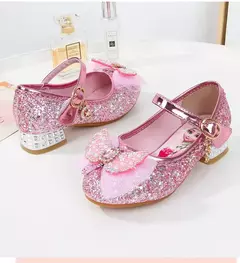 Sandálias de princesa congelada feminina Disney, sapatos infantis, salto alto, - comprar online