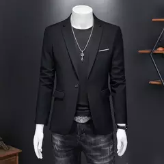 Blazer Casual de Negócios Masculino, Jaqueta Monocromática, Casacos Oversize, - loja online