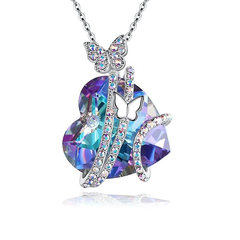 Exquisite Fashion Creative Multicolor Heart Shape Crystal Necklace Colorful Rhin na internet