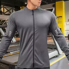 Camiseta de zíper de manga comprida masculina, roupas de ginástica soltas, cor na internet