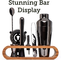 Cocktail Mixology Bartender Kit com elegante Bamboo Stand, Bar Tool Set, 10 pcs - Show Drop